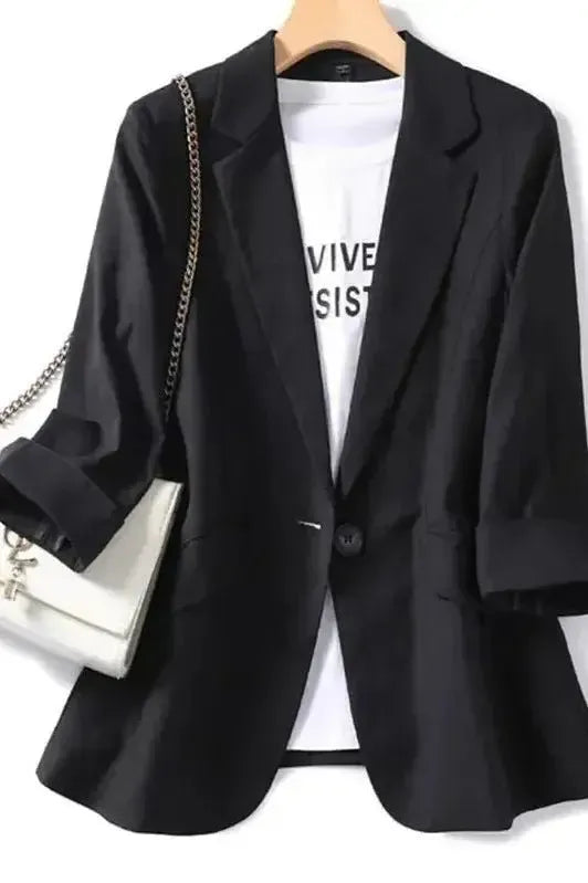 Elegant Blazer med Öppet Snitt och Casual Chic Vibe