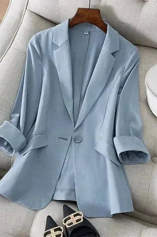 Elegant Blazer med Öppet Snitt och Casual Chic Vibe