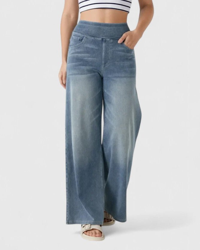 Elegant Denim med Høj Talje og Vide Ben – Udforsk Din Stil