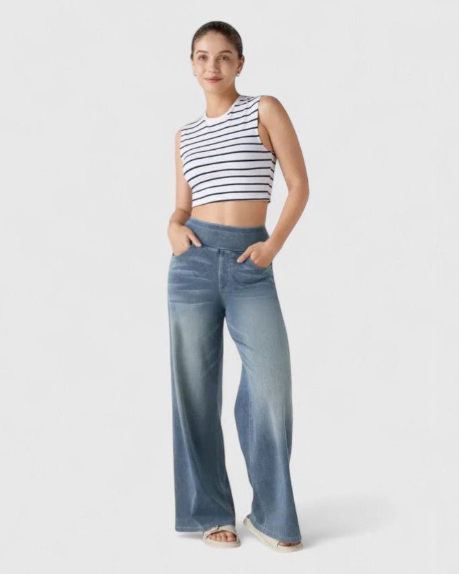 Elegant Denim med Høj Talje og Vide Ben – Udforsk Din Stil