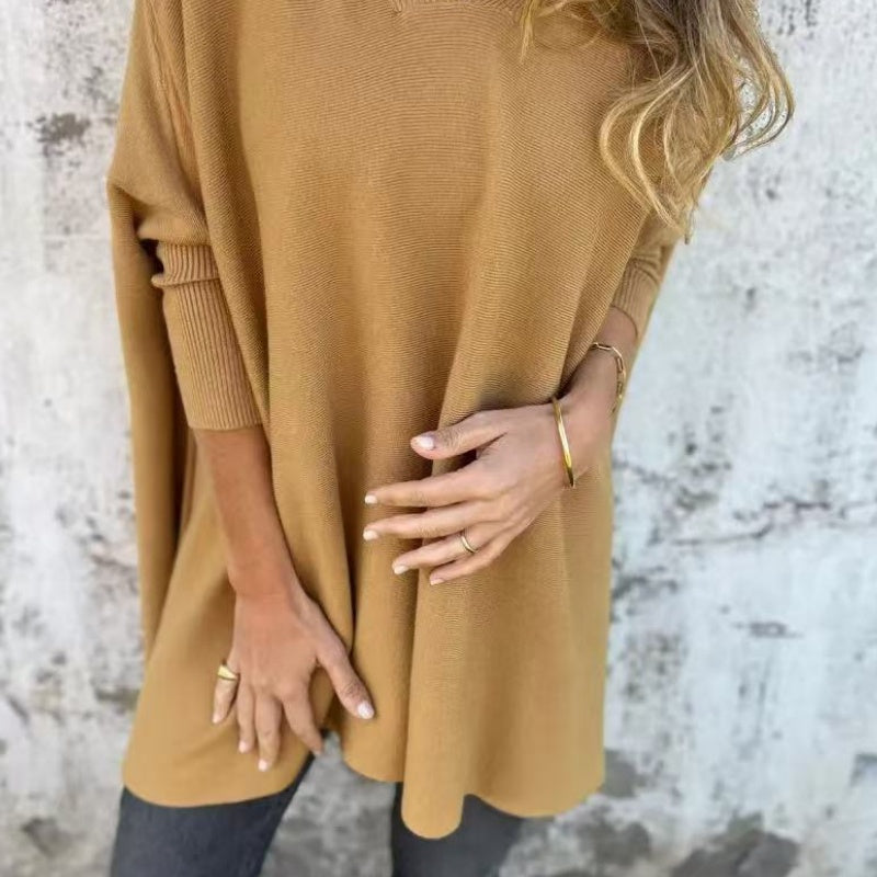 Sanna | Chic Oversize Stickad Topp i Svart