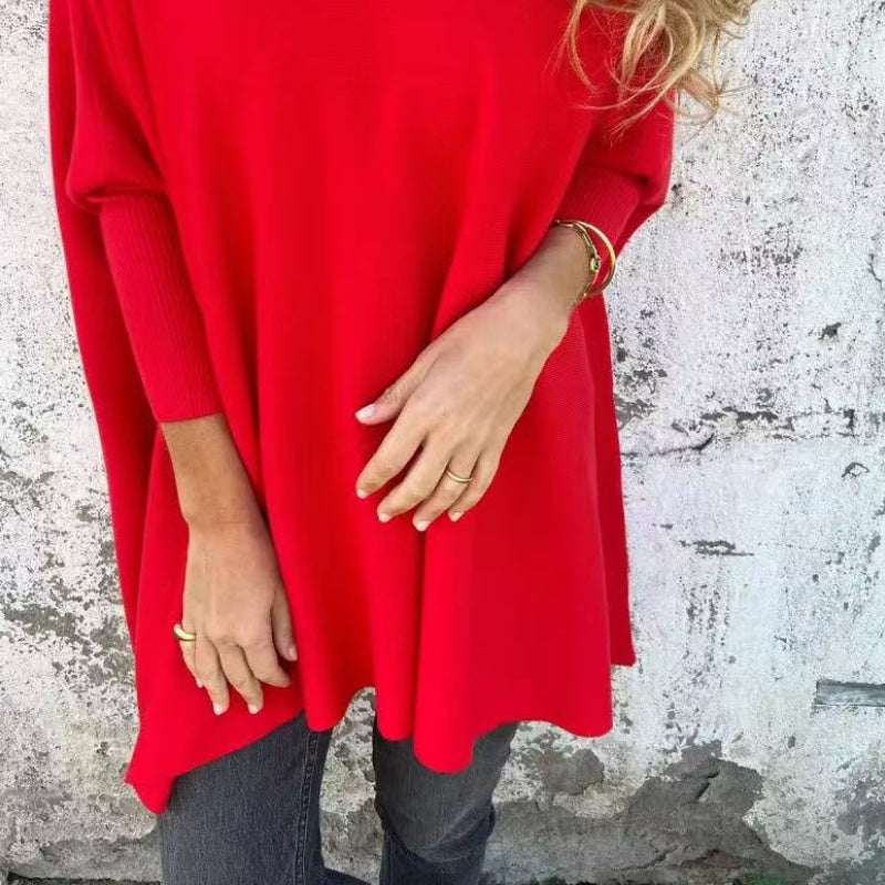 Sanna | Chic Oversize Stickad Topp i Svart