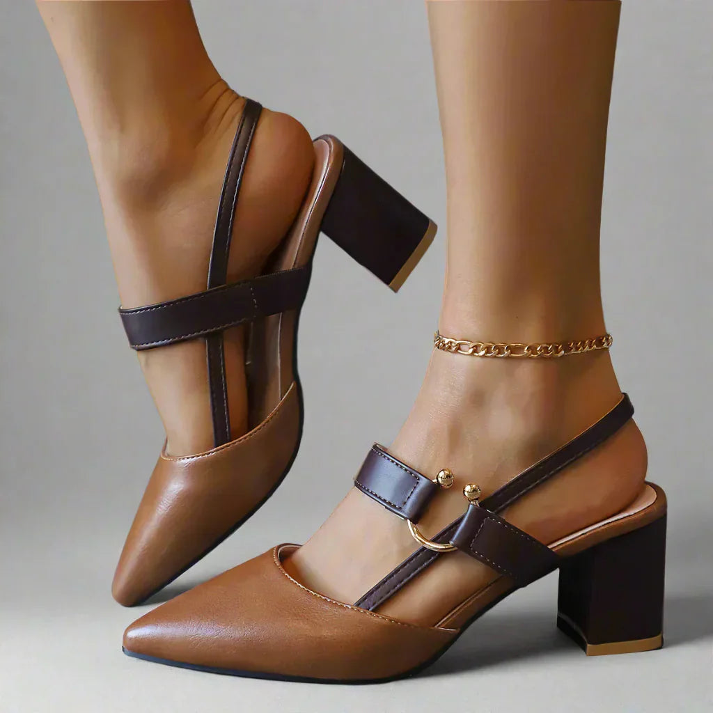 Elegant Slingback Pumps med Klack och Spetsig Tå