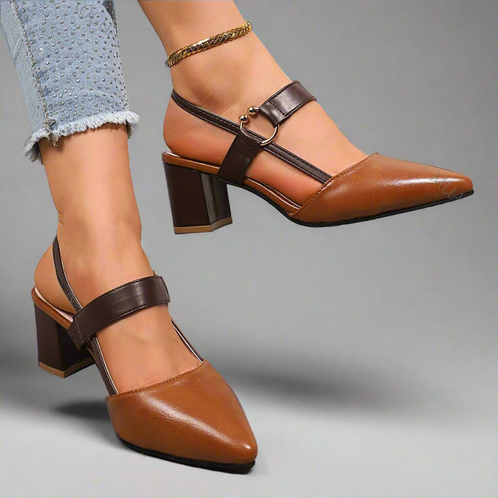 Elegant Slingback Pumps med Klack och Spetsig Tå