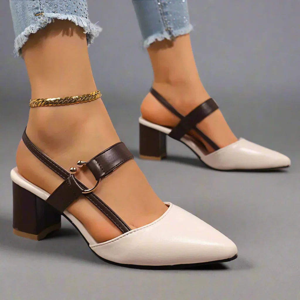 Elegant Slingback Pumps med Klack och Spetsig Tå