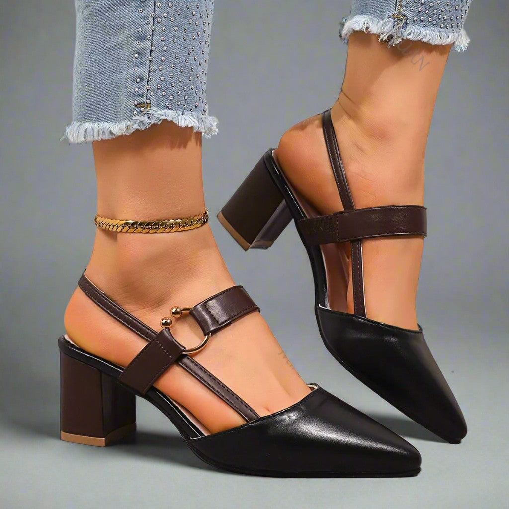 Elegant Slingback Pumps med Klack och Spetsig Tå