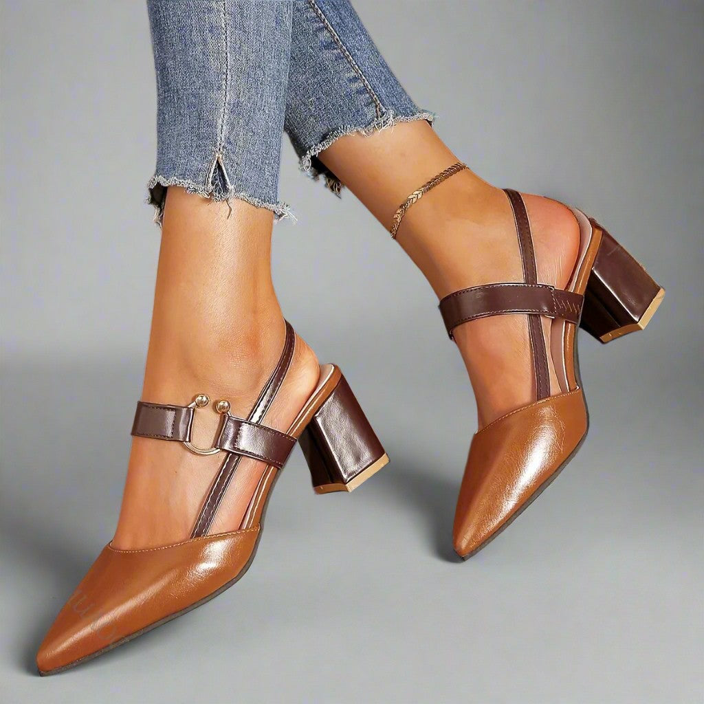 Elegant Slingback Pumps med Klack och Spetsig Tå