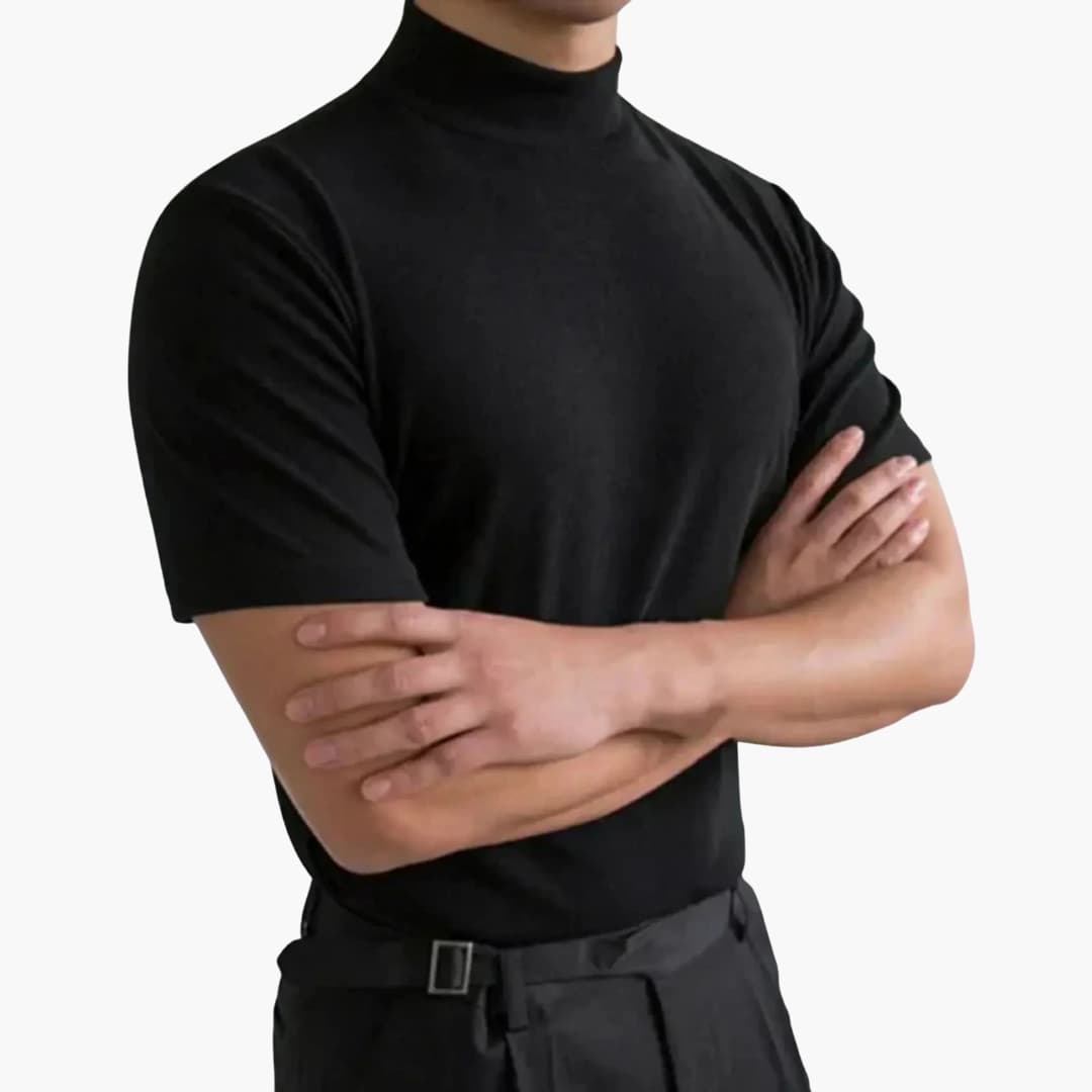 Herr T-shirt med Hög Krage – Oskar Modell