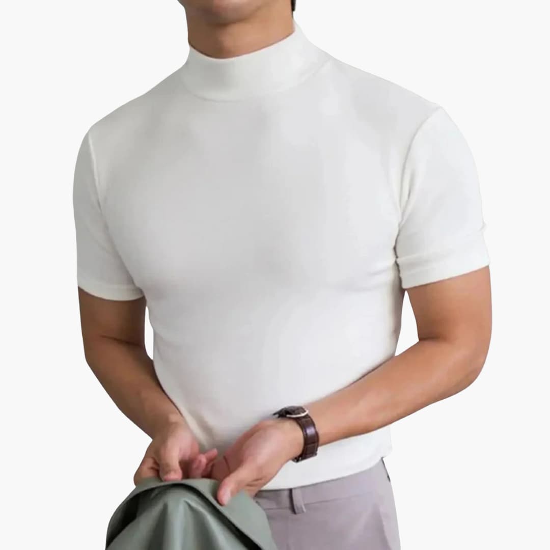 Herr T-shirt med Hög Krage – Oskar Modell