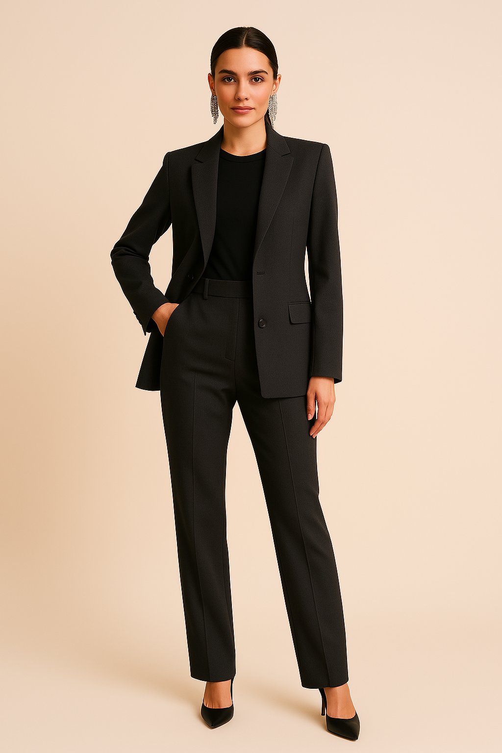 Evelina | Elegant Tvådelat Set med Kavaj och Plisserade Byxor
