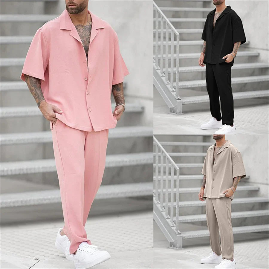 Stilrent Sommarset för Män | Lätt Oversize Skjorta & Linnebyxor