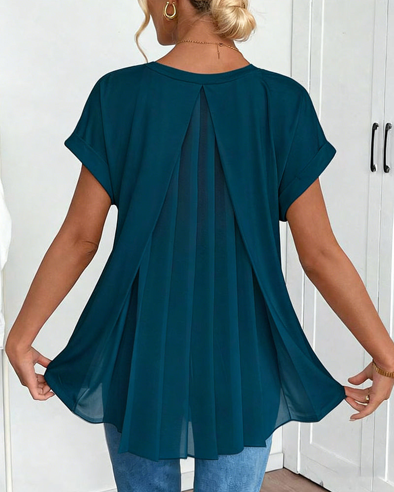 Elegant Top med Plisserad Ryggdetalj för Sommarstil