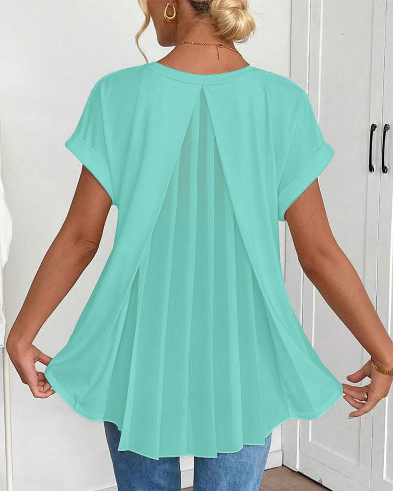 Elegant Top med Plisserad Ryggdetalj för Sommarstil