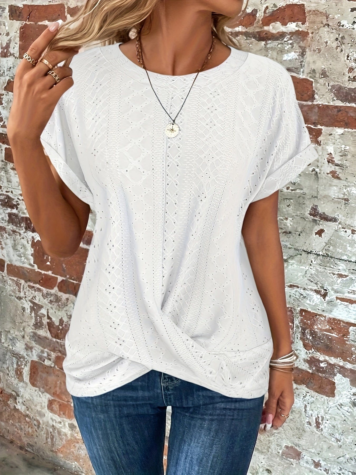 Elegant Damblus med Vacker Knytning och Textur
