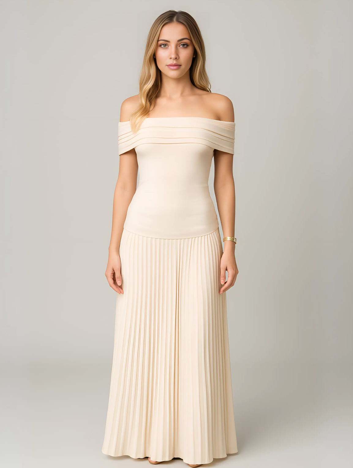 Sophia | Maxi-Klänning med Plisseringar för Eleganta Tillfällen