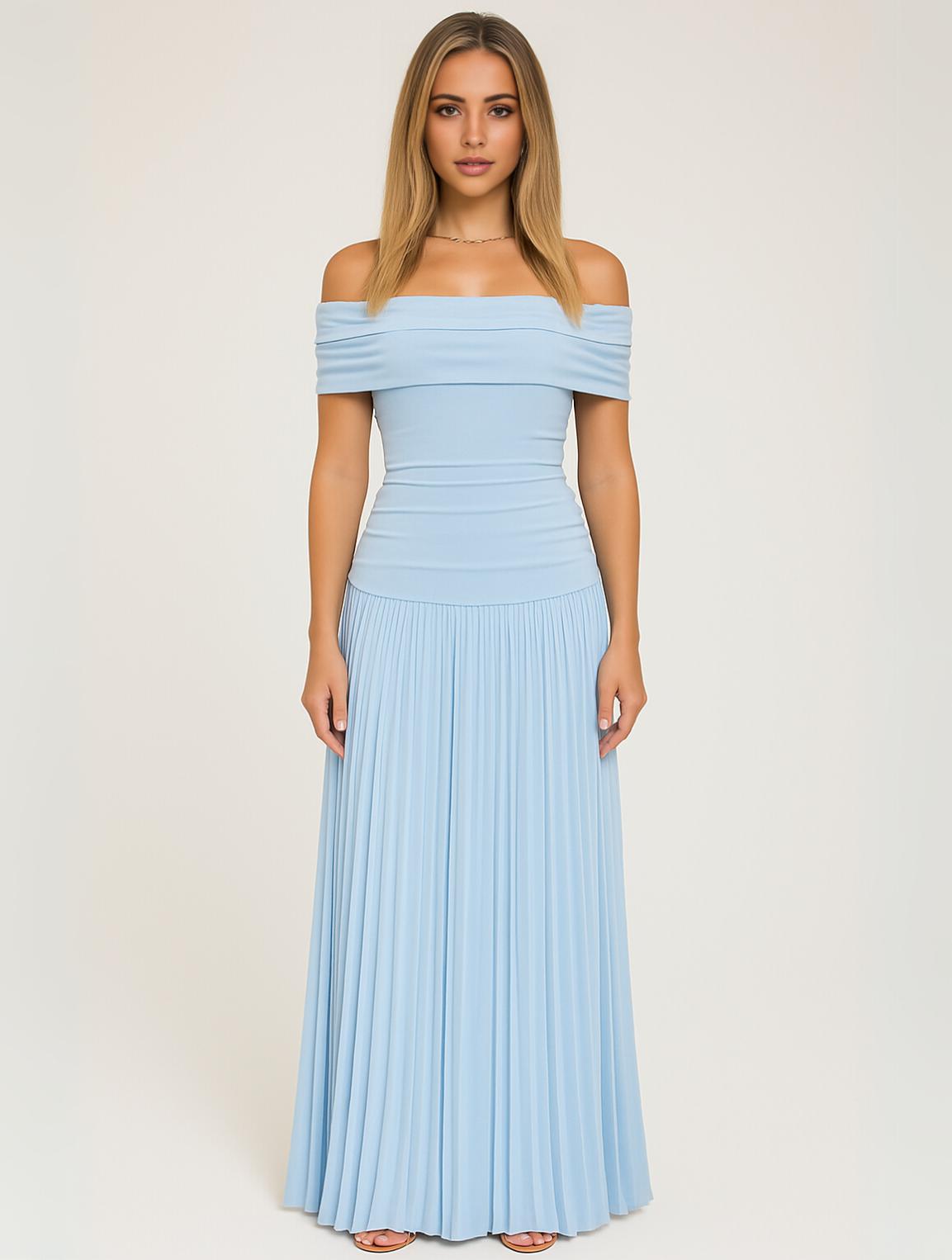 Sophia | Maxi-Klänning med Plisseringar för Eleganta Tillfällen