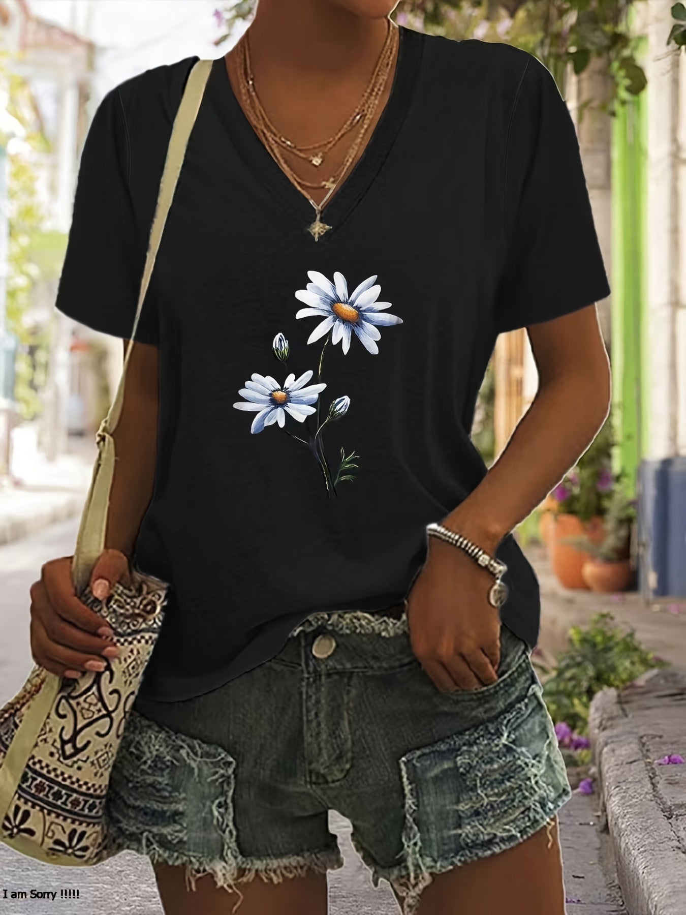Vårfräsch T-shirt med Blommig Design för Kvinnor