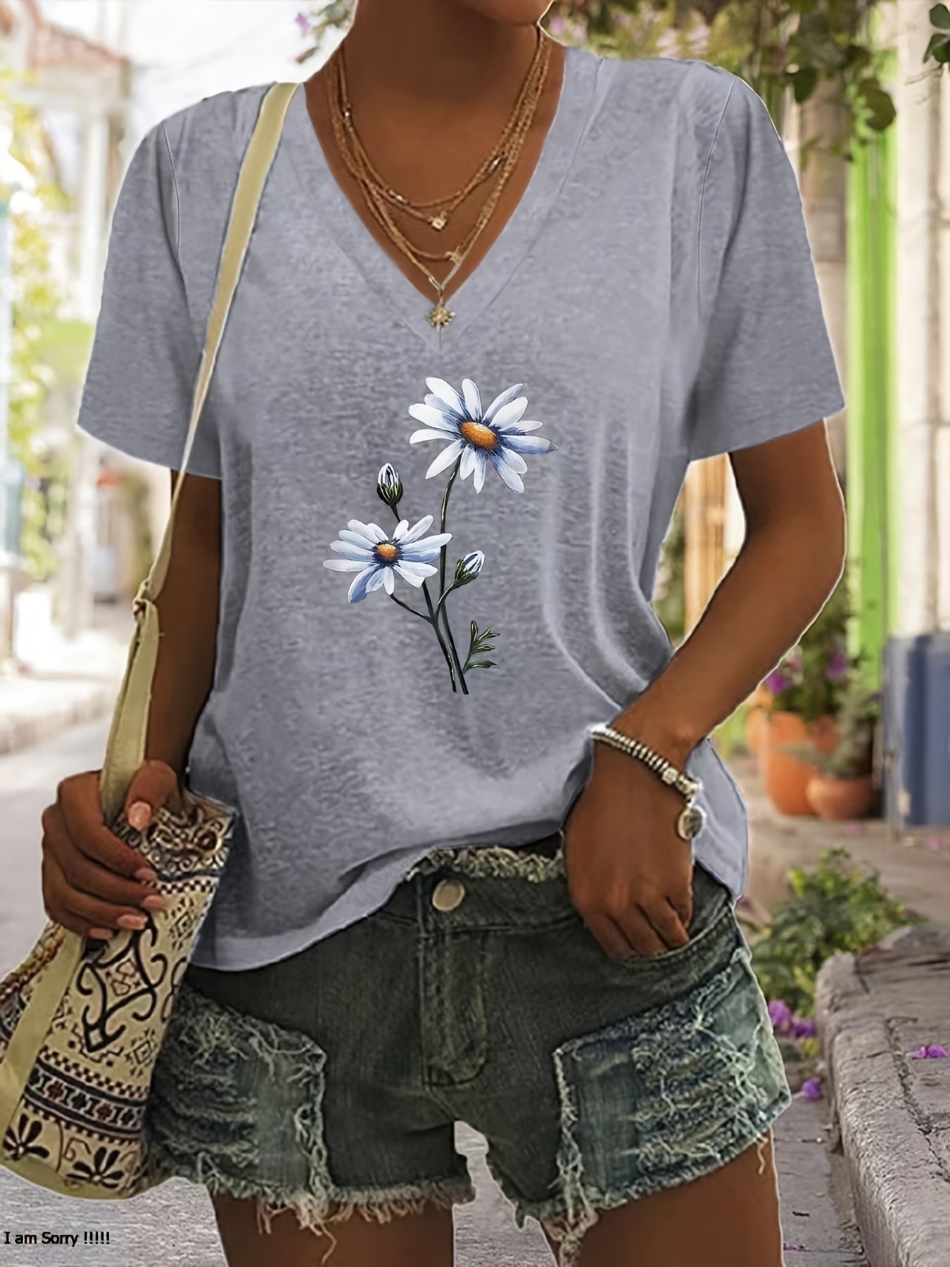 Vårfräsch T-shirt med Blommig Design för Kvinnor