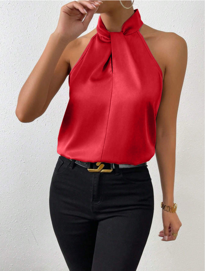 Celestia | Elegant Knyt-hals Top i Silke