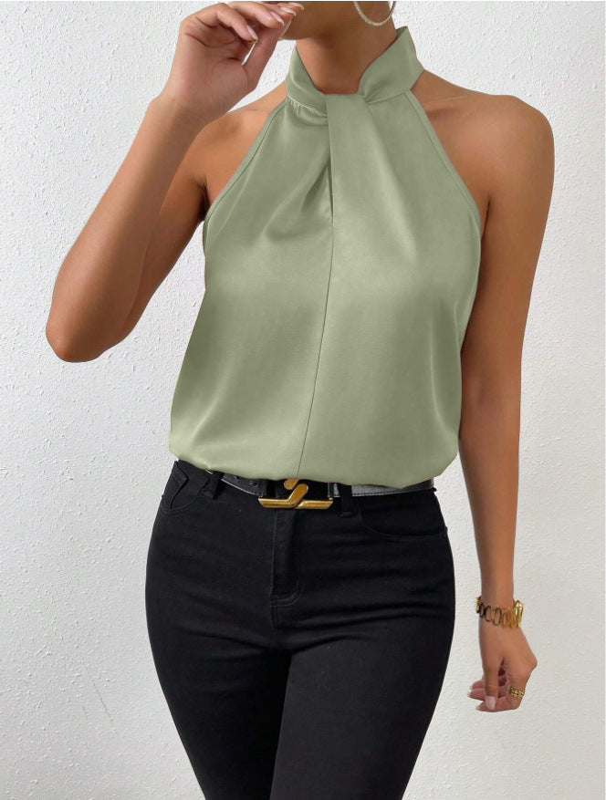 Celestia | Elegant Knyt-hals Top i Silke