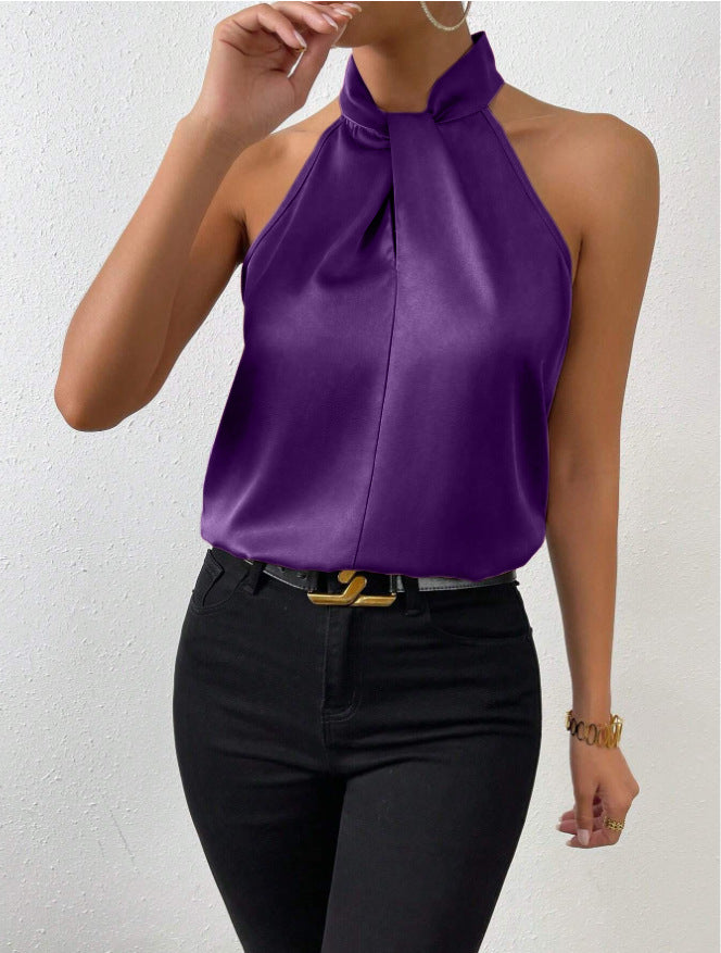 Celestia | Elegant Knyt-hals Top i Silke