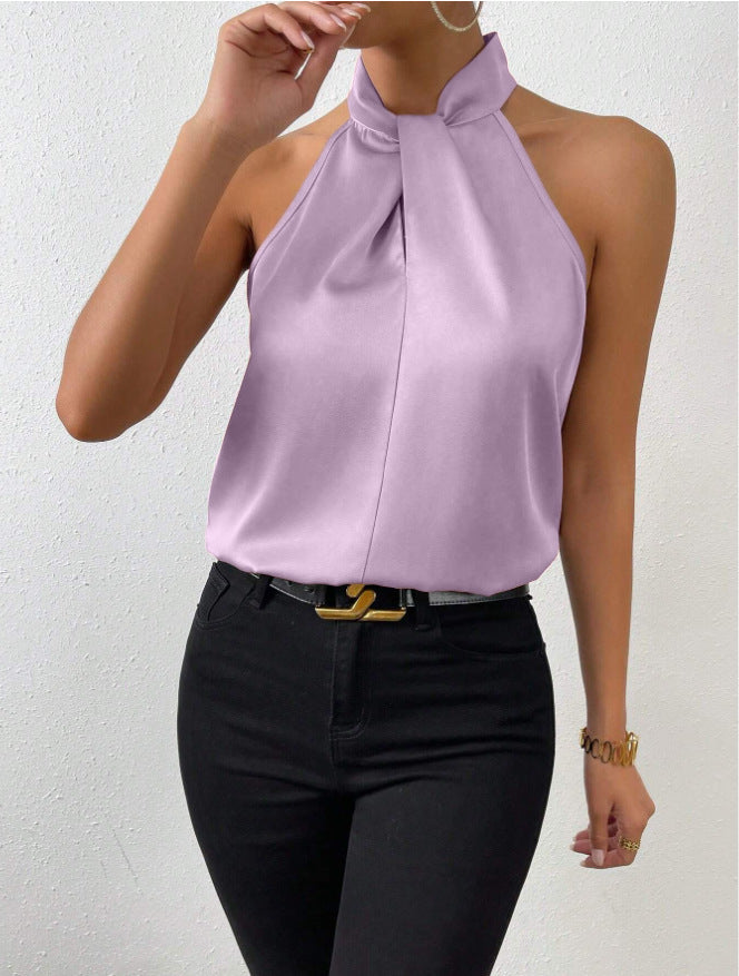 Celestia | Elegant Knyt-hals Top i Silke