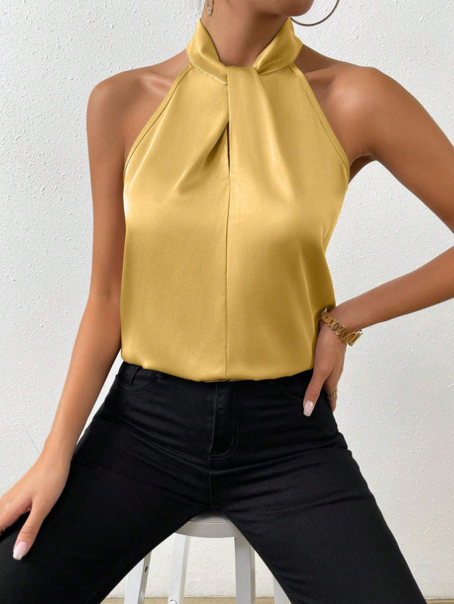Celestia | Elegant Knyt-hals Top i Silke