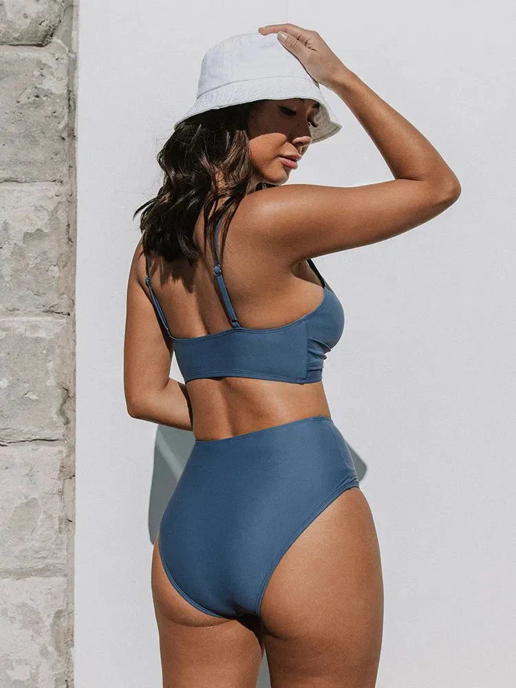 Bikini Set för kvinnor med hög midja - Sommarstrandkläder