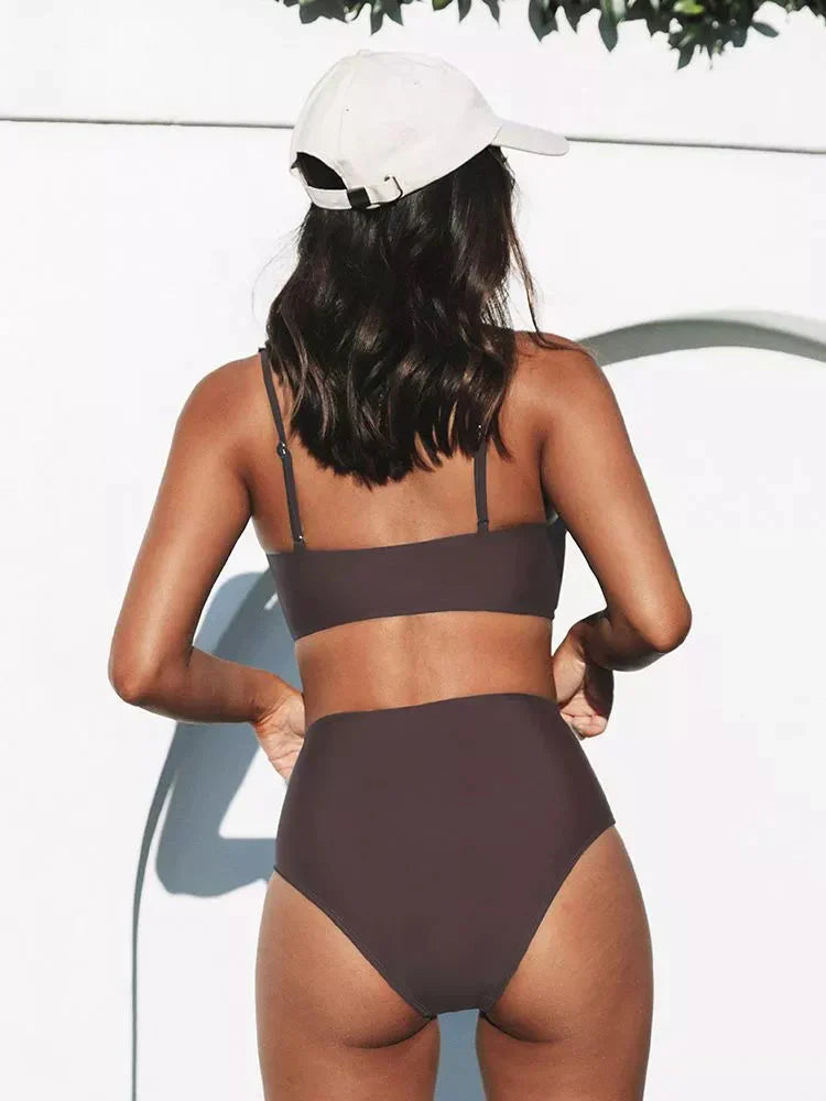 Bikini Set för kvinnor med hög midja - Sommarstrandkläder