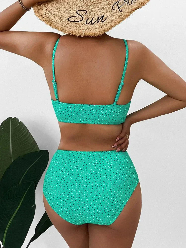 Bikini Set för kvinnor med hög midja - Sommarstrandkläder