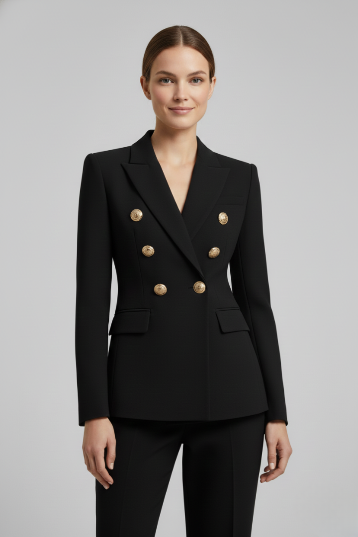 Luxe Duo | Kvinno Blazer med Gyllene Detaljer