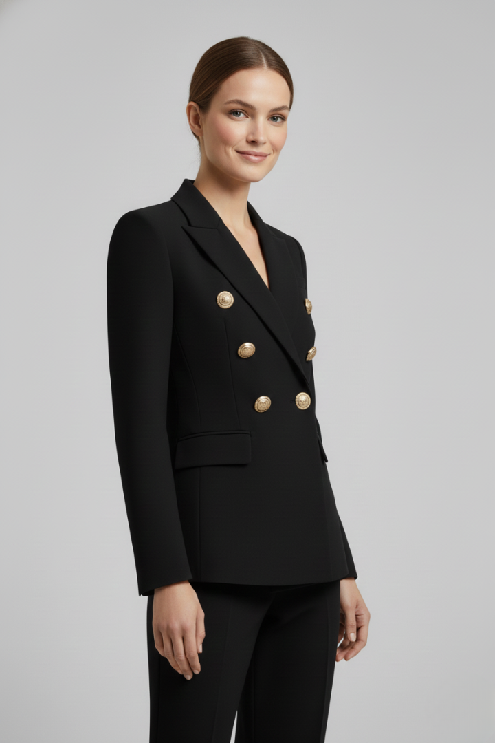 Luxe Duo | Kvinno Blazer med Gyllene Detaljer
