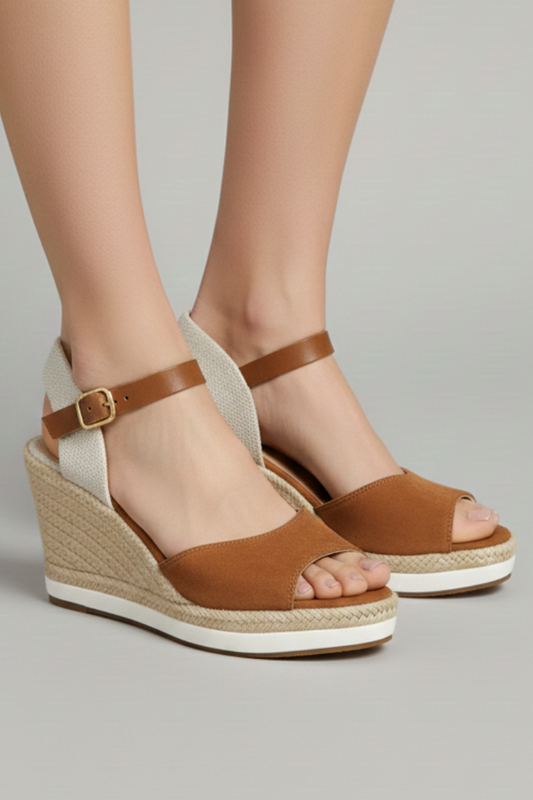 Sandaler för kvinnor – Slingback Espadrillos i beige