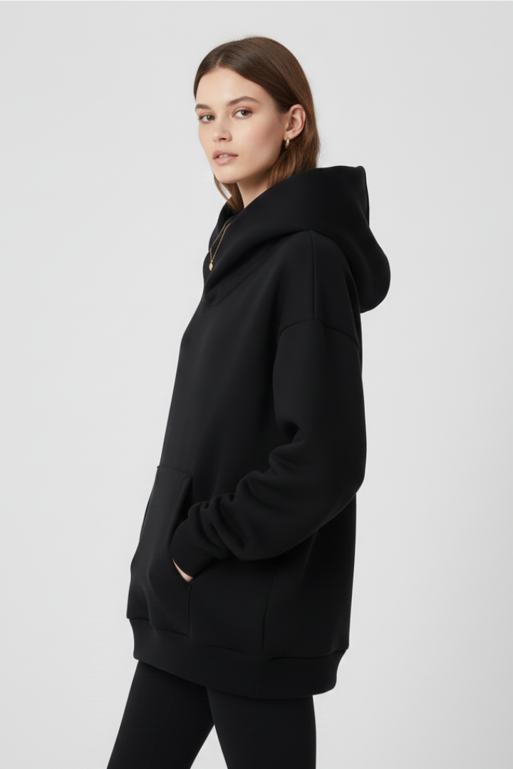 Stilren Hoodie med Hög Krage för Kyliga Dagar