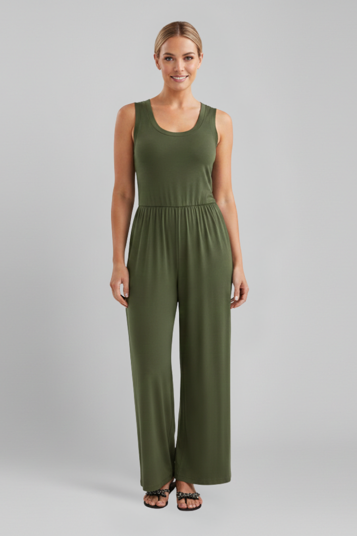 Evelina | Elegant Jumpsuit med Vid Ben och Rund Hals