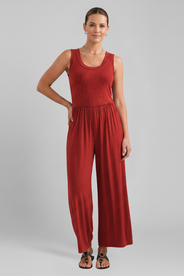Evelina | Elegant Jumpsuit med Vid Ben och Rund Hals