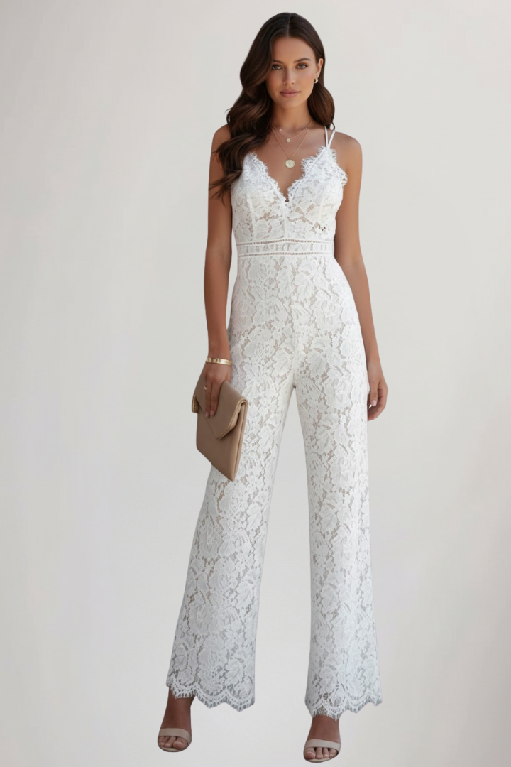 Sienna | Elegant Ärmellös Jumpsuit med V-Ausschnitt och Vida Ben