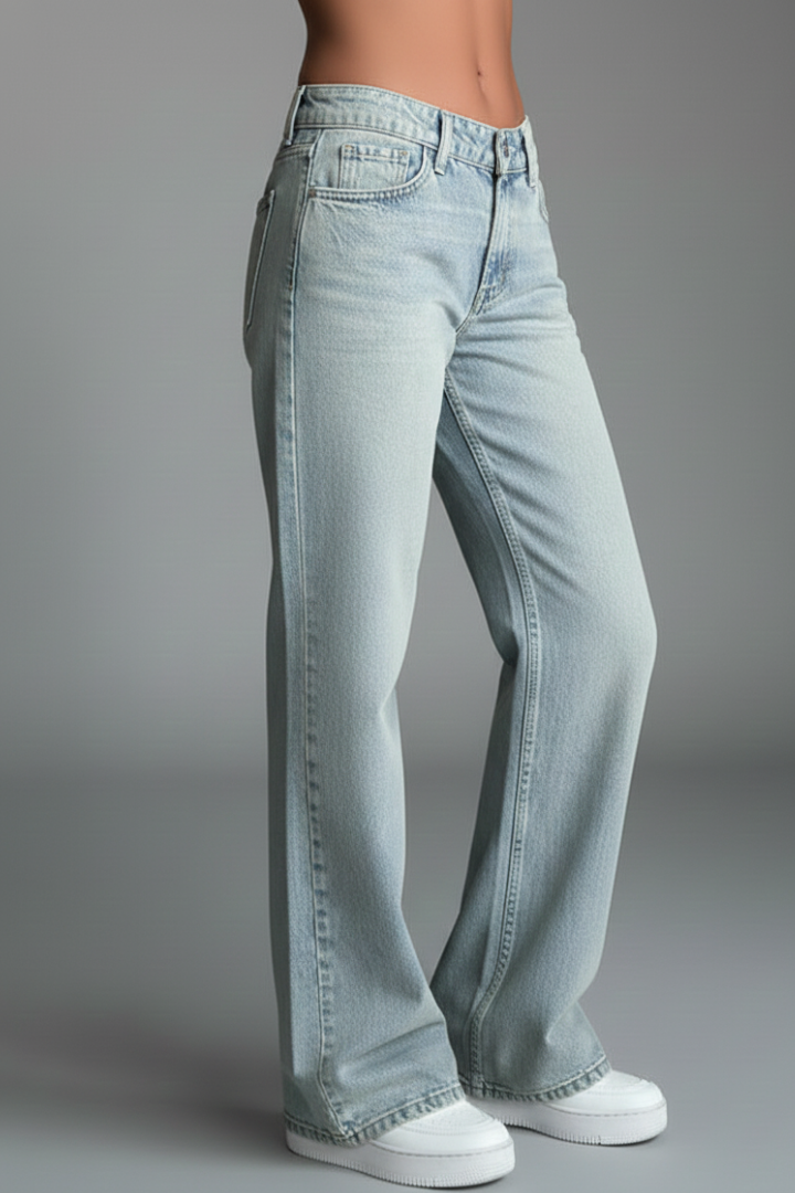 Cecilia | Damernas Låga Midja Raka Jeans för Avslappnad Stil