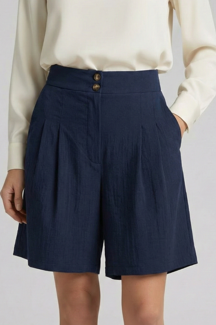 Sofia | Trendiga Högmidjade Shorts med Fina Fållar
