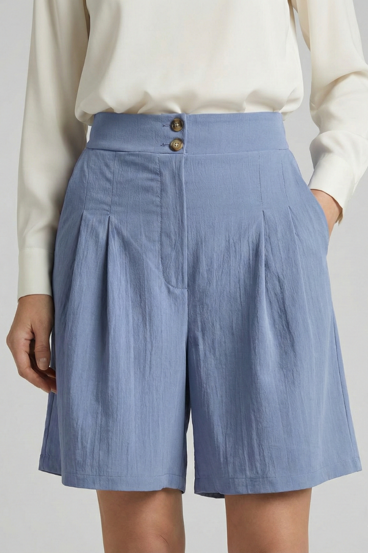 Sofia | Trendiga Högmidjade Shorts med Fina Fållar