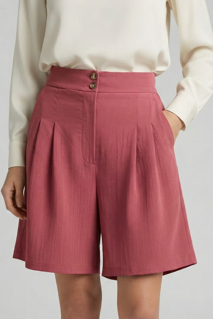 Sofia | Trendiga Högmidjade Shorts med Fina Fållar