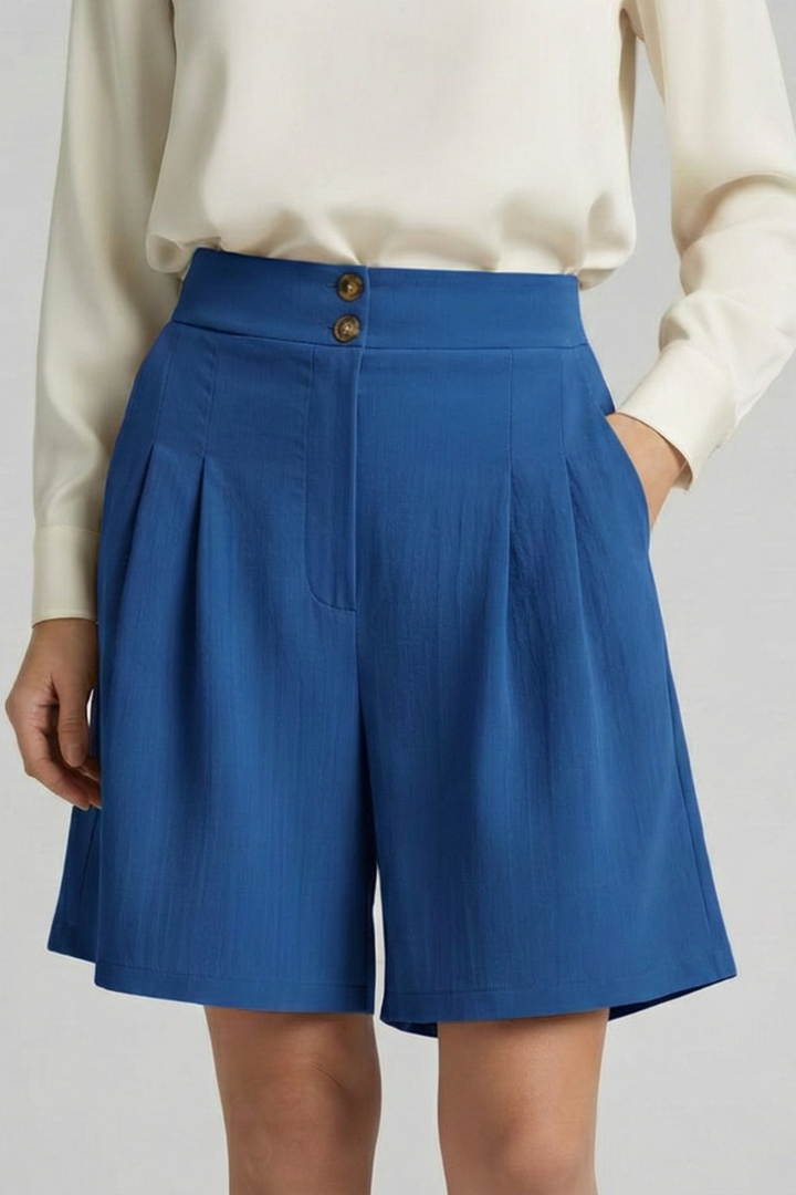 Sofia | Trendiga Högmidjade Shorts med Fina Fållar