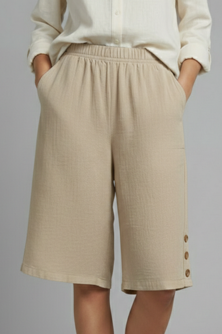 Sommarsnygg | Trendiga shorts med elastisk midja och vida ben