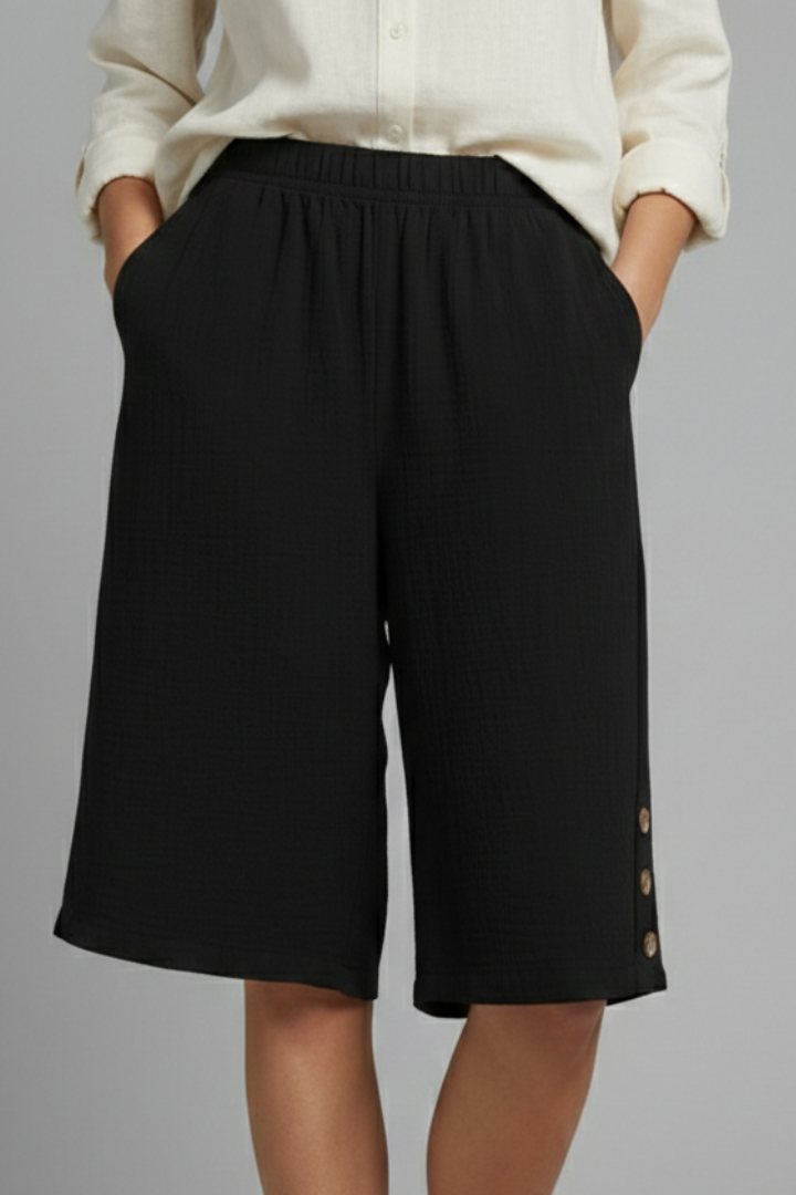 Sommarsnygg | Trendiga shorts med elastisk midja och vida ben
