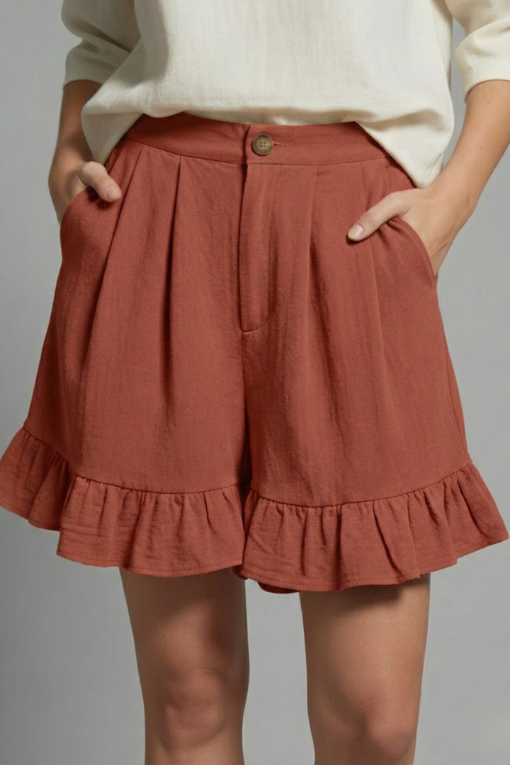 Sienna | Högmidjade shorts med volangdetaljer för kvinnor