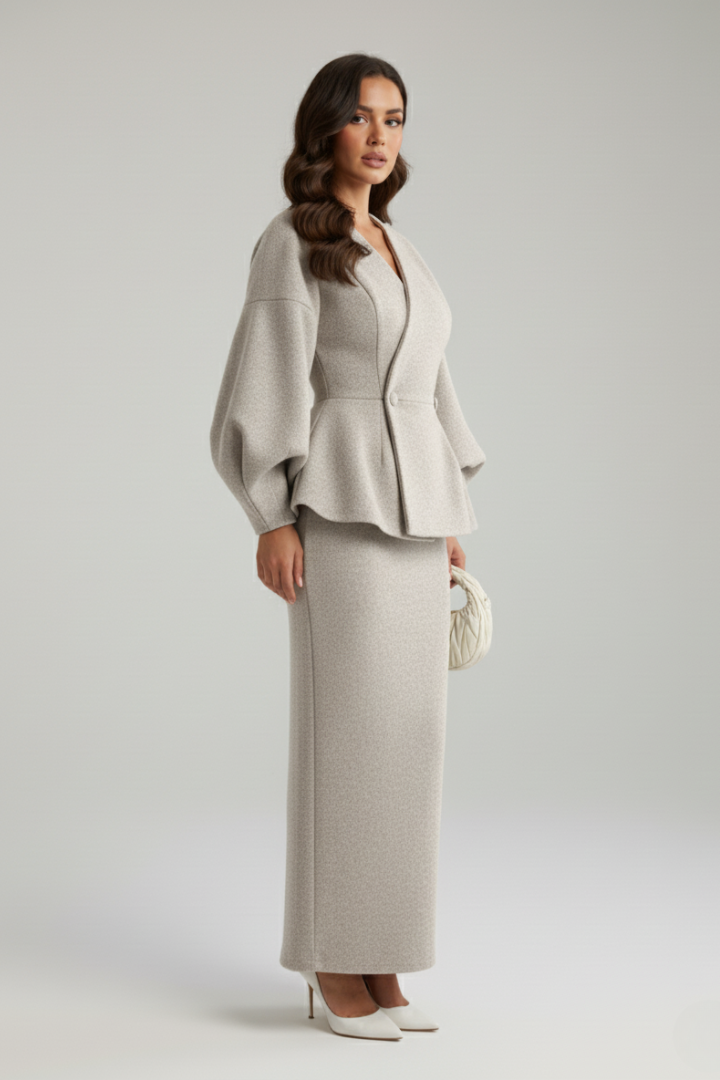 Celine | Elegant blazer- och kjolset för dam med V-ringning