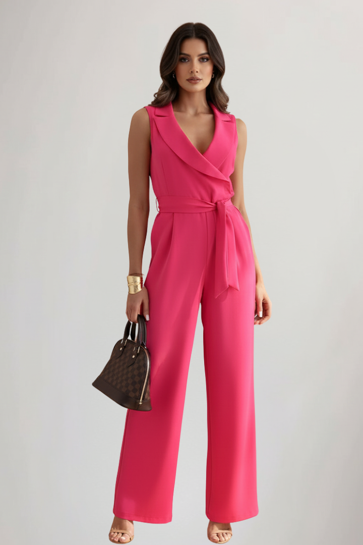 Sofia | Kvinno Jumpsuit med V-ringning och Midjebälte
