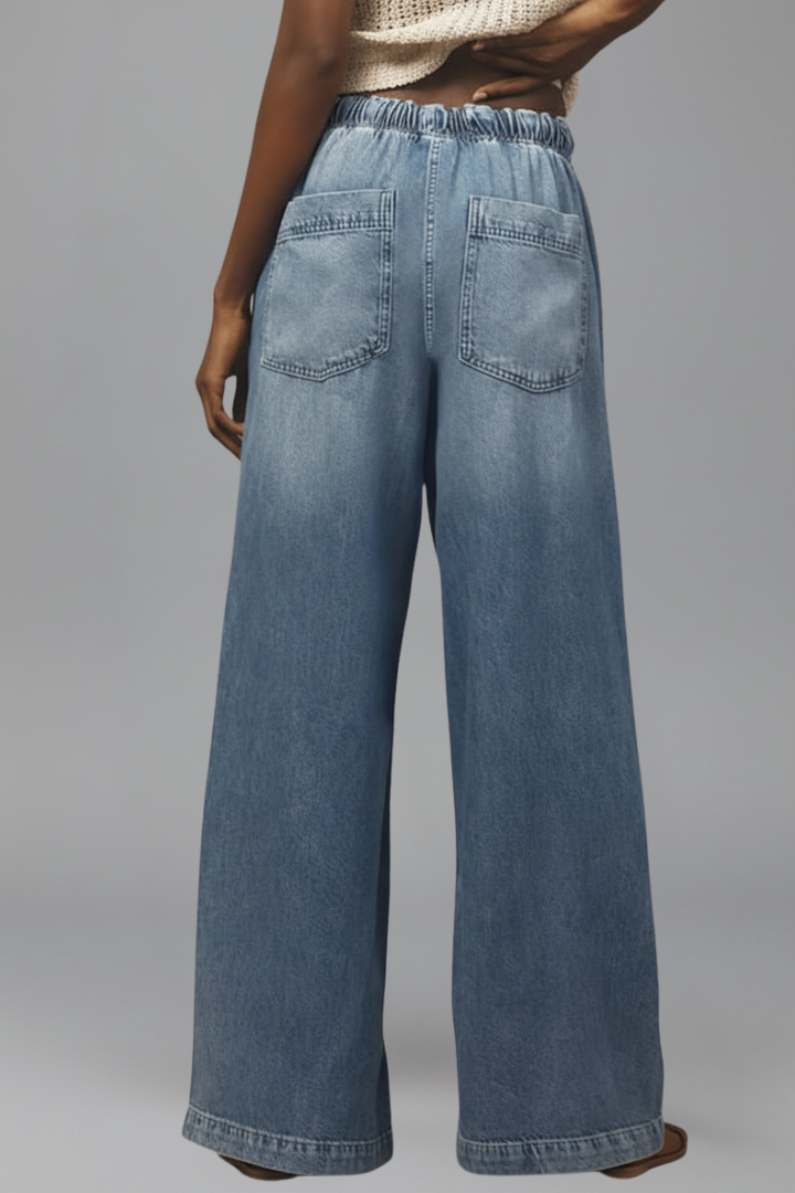 Mira | Damernas Avslappnade Vida Jeans med Elastisk Midja