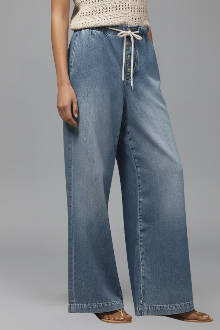 Mira | Damernas Avslappnade Vida Jeans med Elastisk Midja