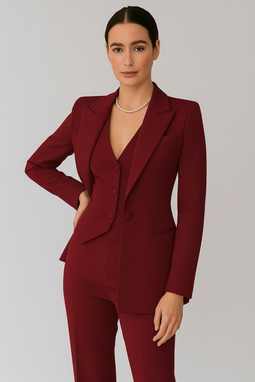 Kostymset för dam, tre delar, slim fit